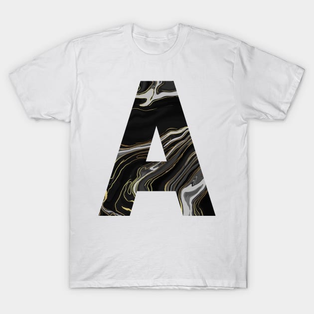 A Letter Black Marble Pattern T-Shirt by ZUCCACIYECIBO